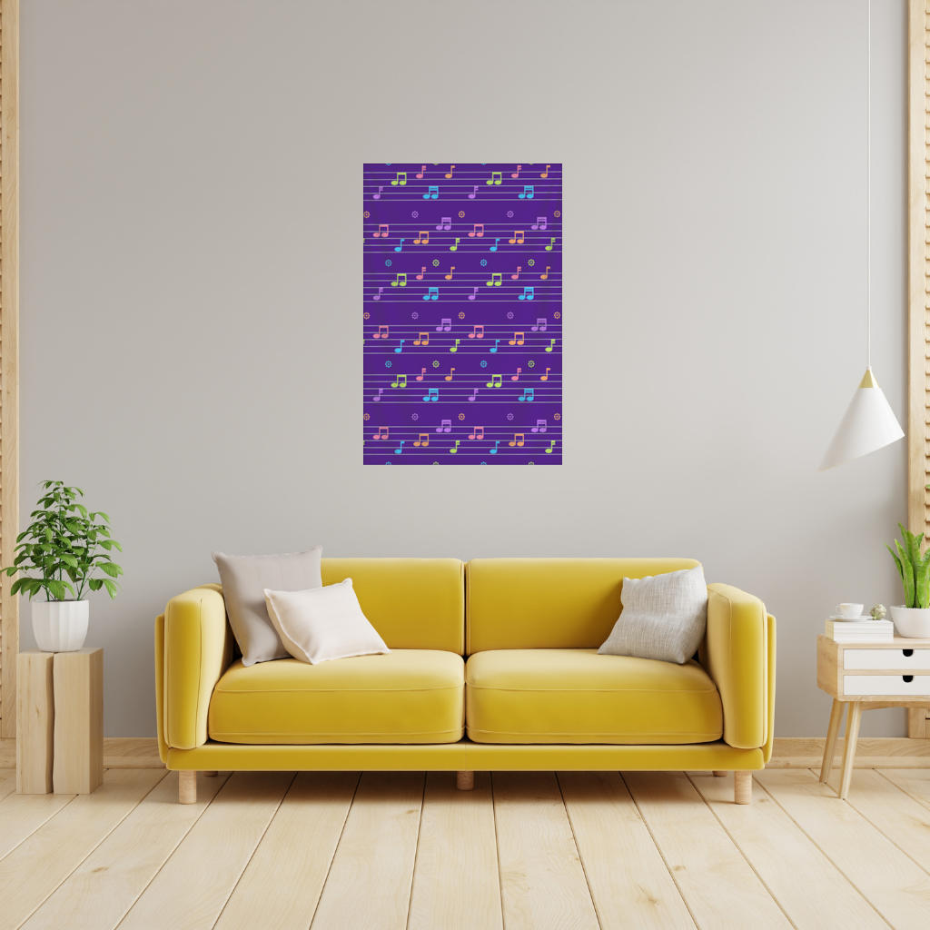 Colorful Music Notes and Modern Rhythm Seamless Pattern Wall Tapestry