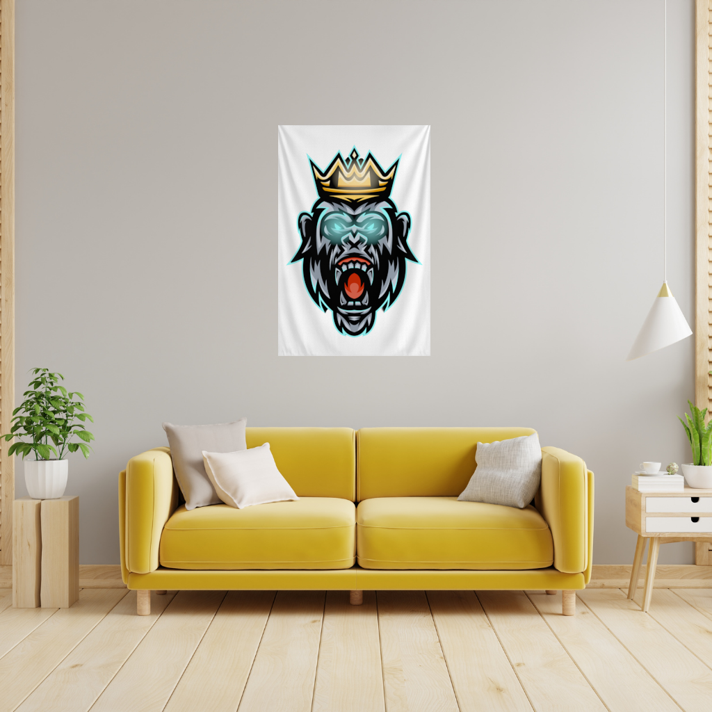 Angry Gorilla King with Crown Graphic - Neon Mascot Design 