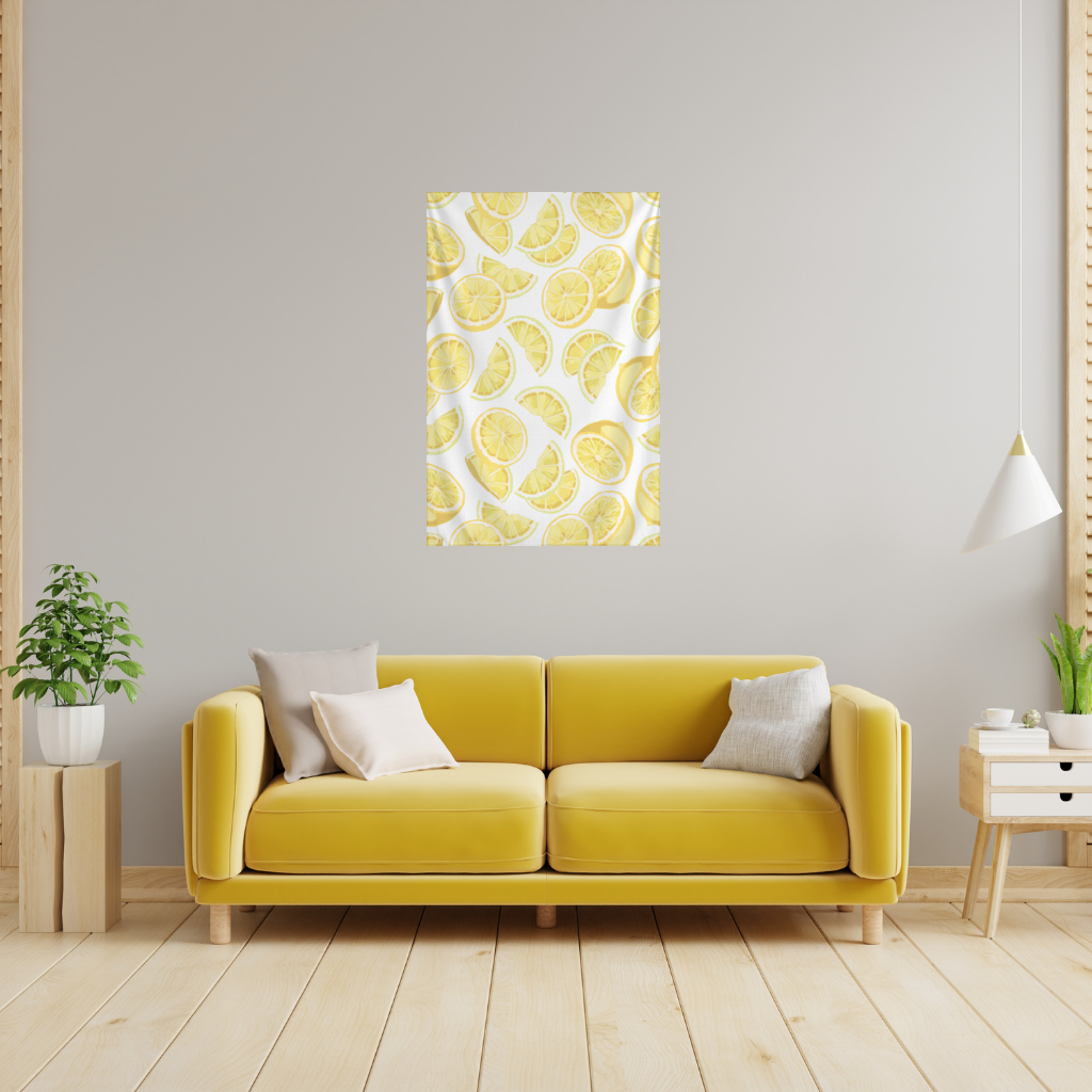 Fresh Lemon Slices Vibrant Summer Pattern Wall Tapestry