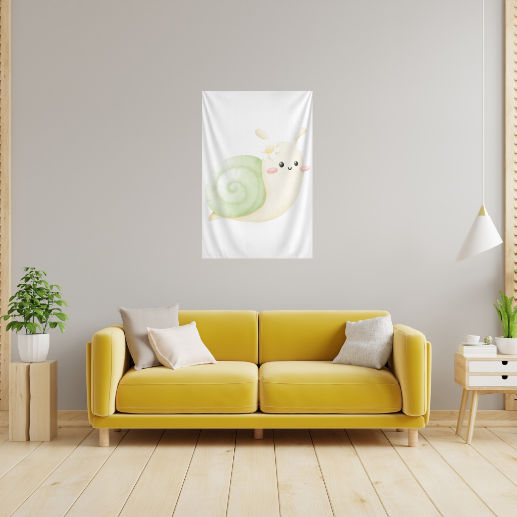 Cute Snail Illustration Wall Tapestry