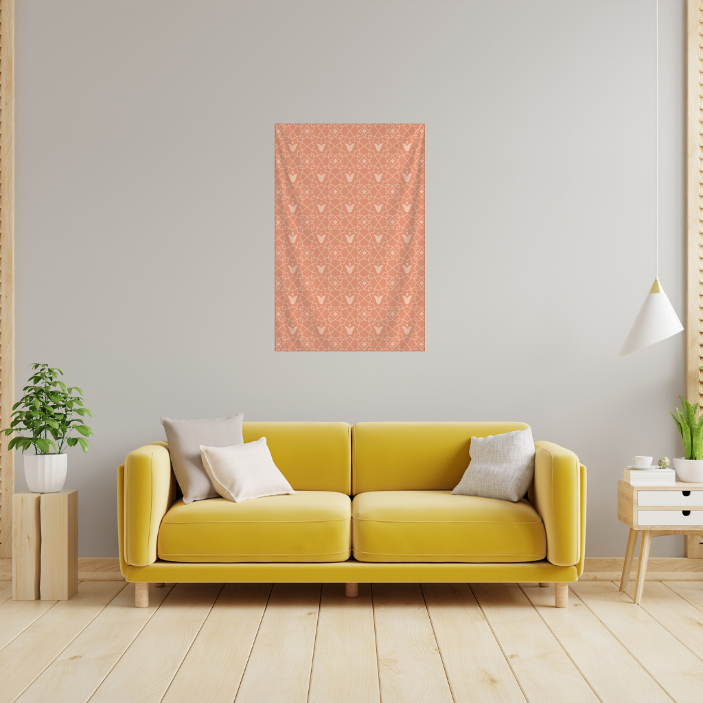 Modern Geometric Linear Terracotta Pattern Wall Tapestry