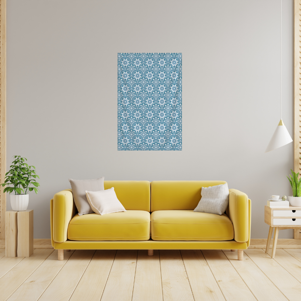 Elegant Blue Mandala Pattern Wall Tapestry