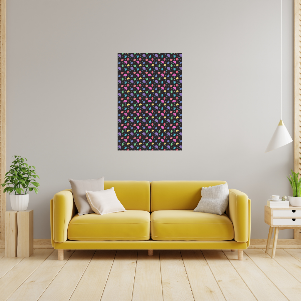 Colorful Heart Umbrellas Pattern Wall Tapestry