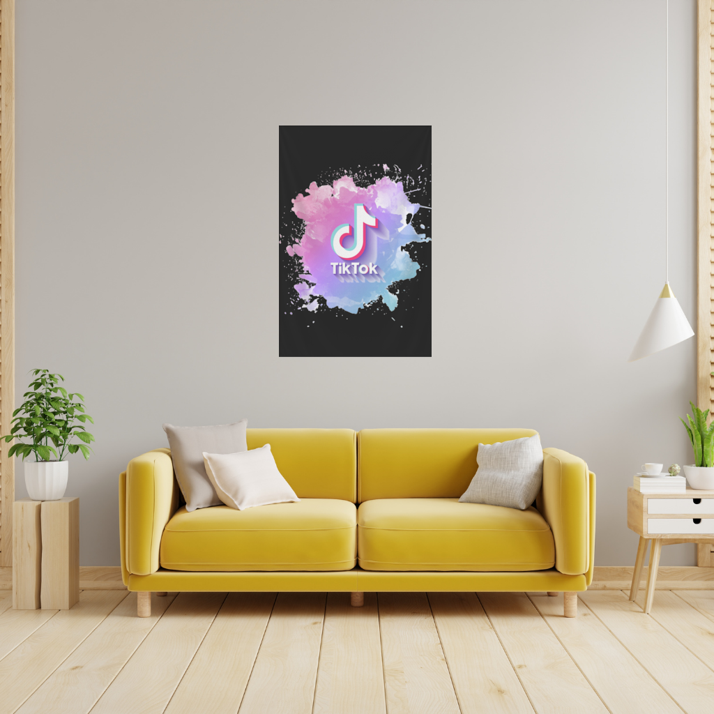 TikTok Logo with Watercolor Effect Wall Tapestry