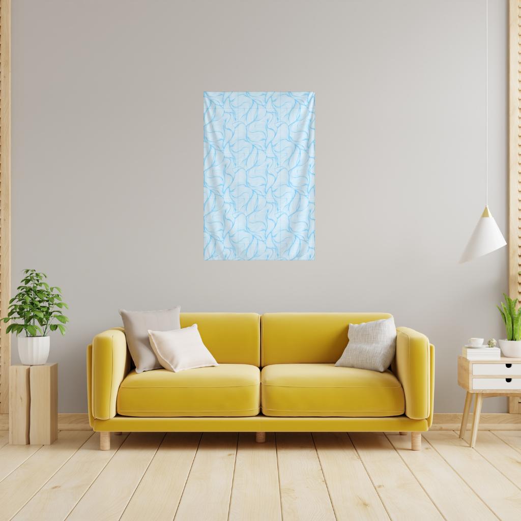 Blue Wavy Linear Abstract Pattern Wall Tapestry