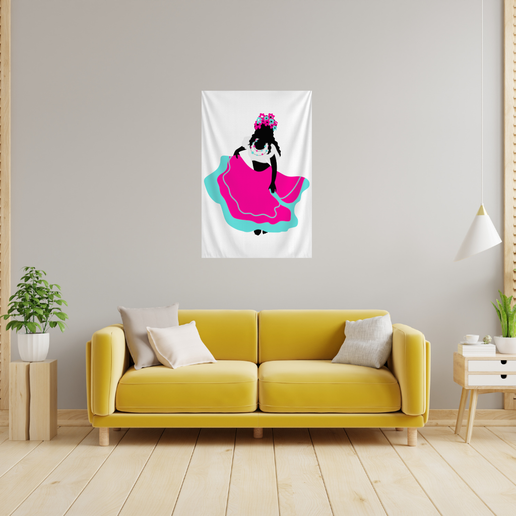 Mexican Folklorico Dancer Silhouette Wall Tapestry