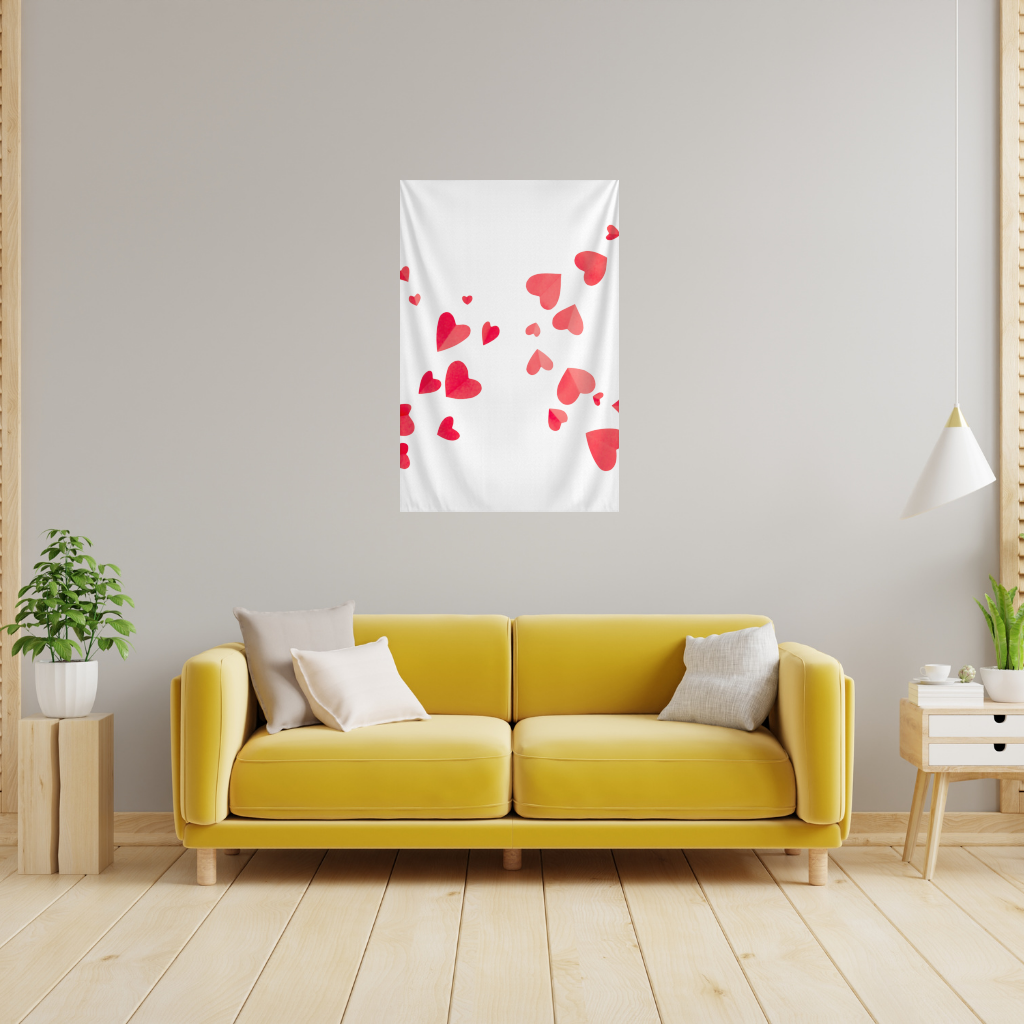 Red Hearts Frame Design Wall Tapestry