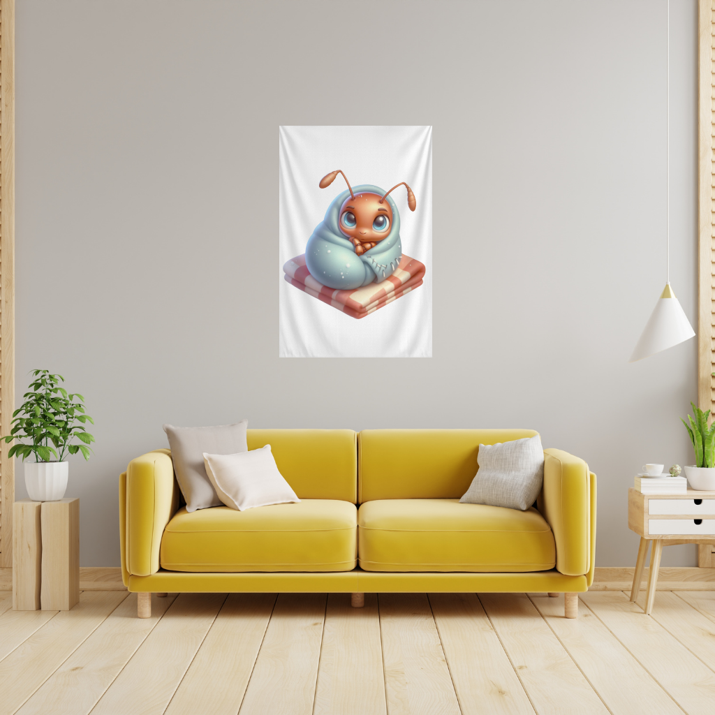 Kawaii Baby Ant Wrapped in Blanket Wall Tapestry