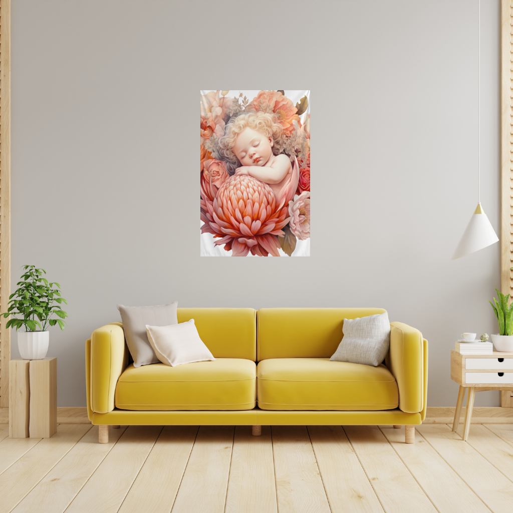 Ethereal Cottagecore Sleeping Baby Wall Tapestry