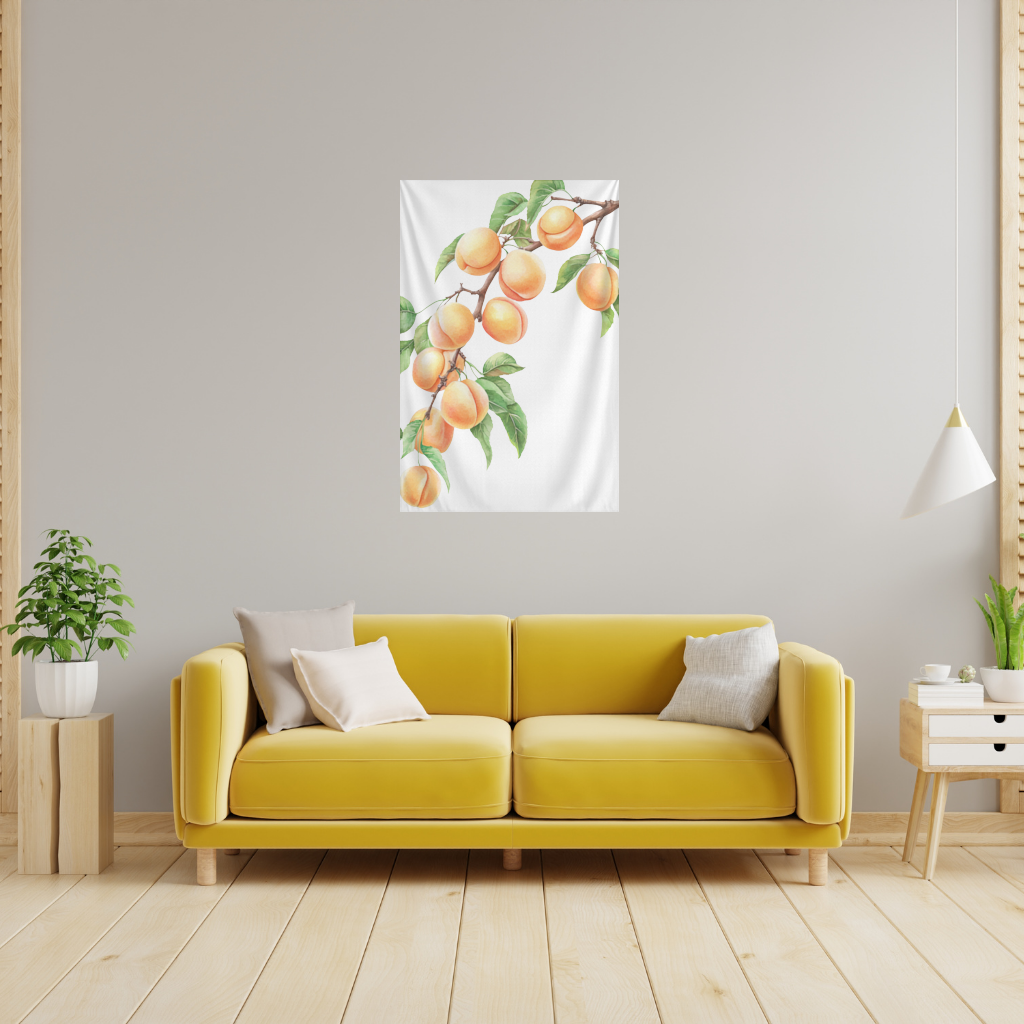 Ripe Orange Apricot Fruit Branch Wall Tapestry
