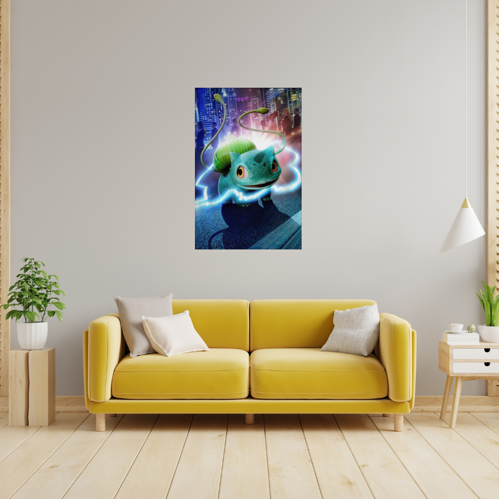 Gece Şehrinde Parlayan Neon Canavar Duvar Örtüsü