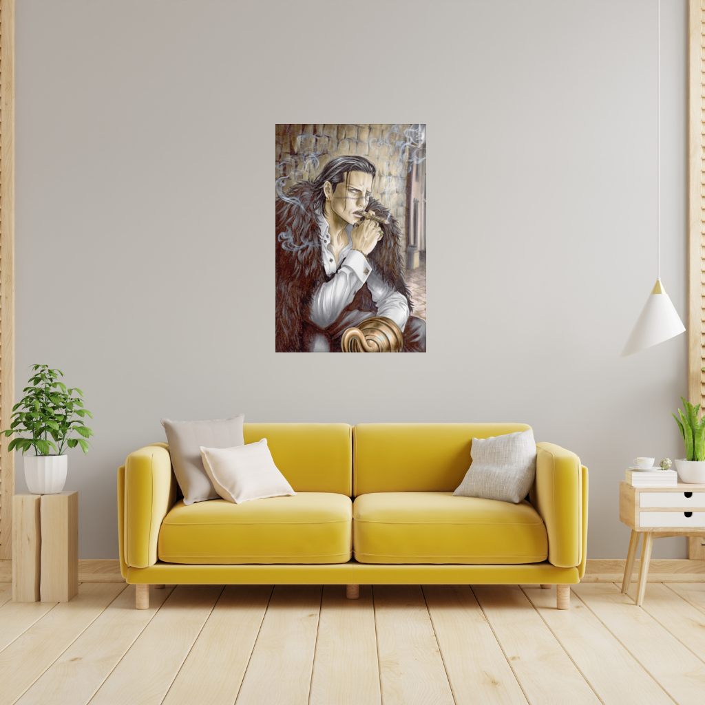 Mysterious Mafia Boss with Gold Hook Wall Tapestry