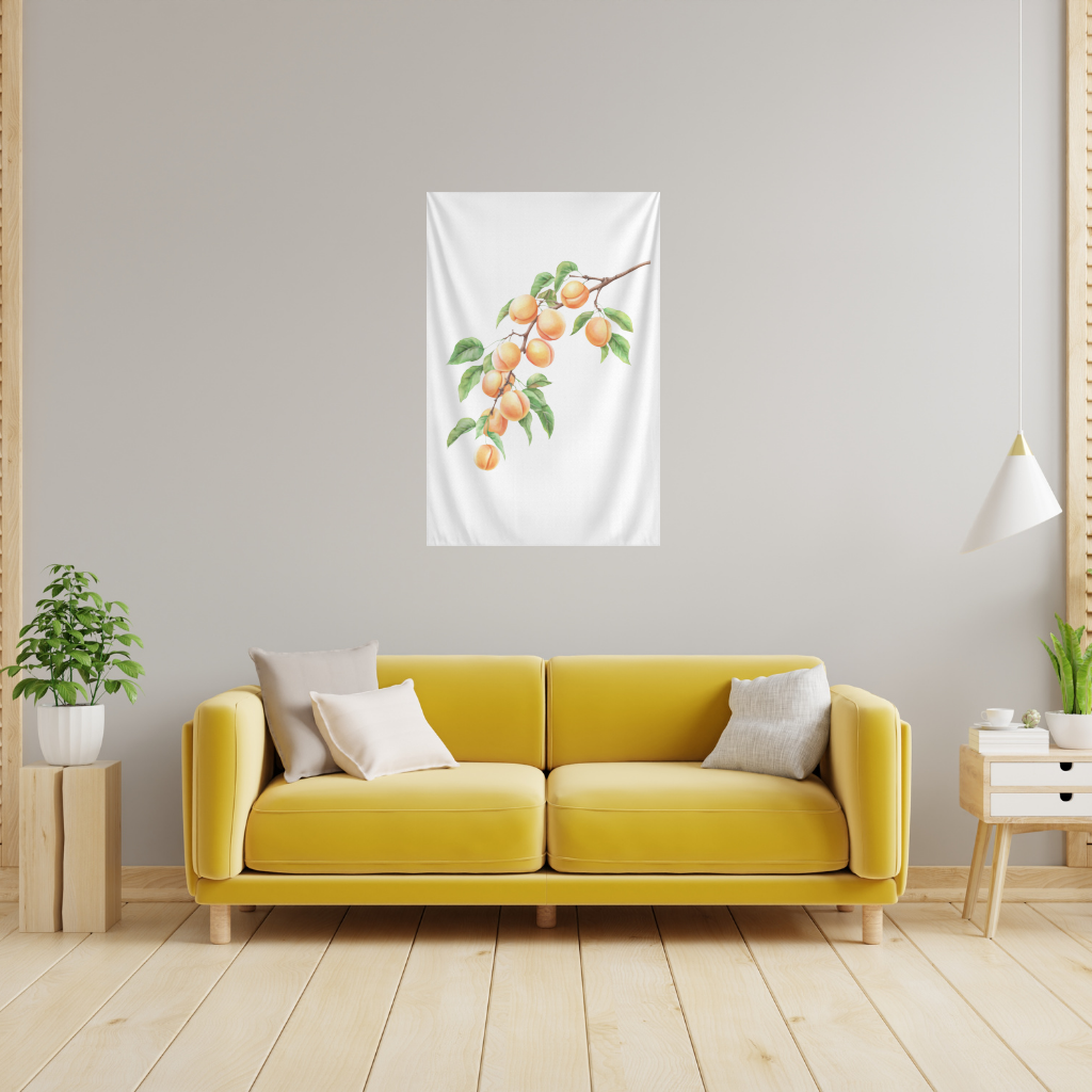 Olgun Turuncu Kayısı Dalı Duvar Örtüsü