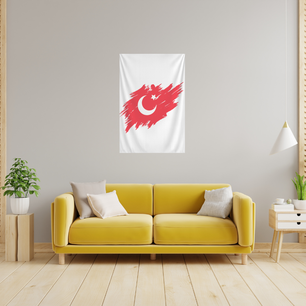 Brushstroke Turkish Flag Crescent Moon 