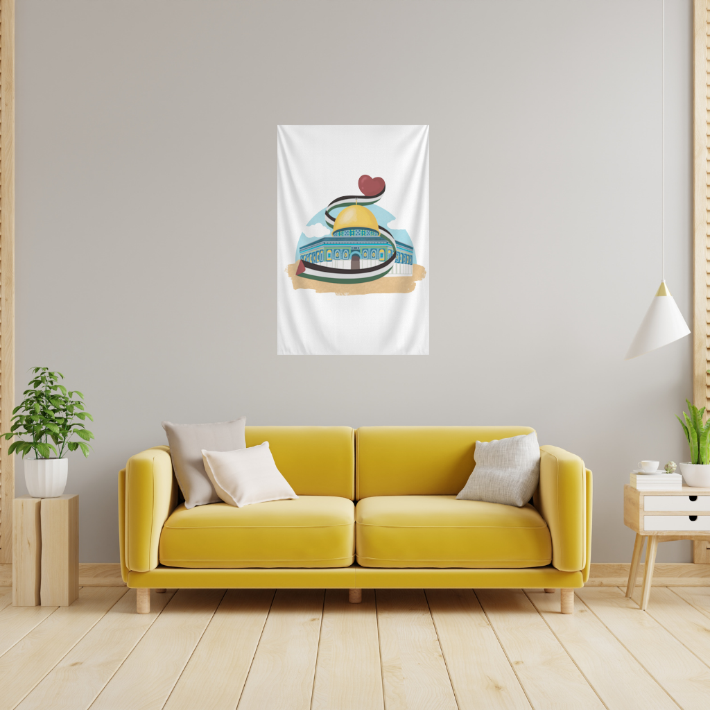 Filistin Bayraklı Kubbet-üs Sahra ve Kalp Duvar Örtüsü