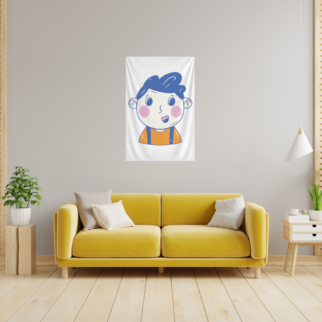 Cute Smiling Boy with Blue Hair 