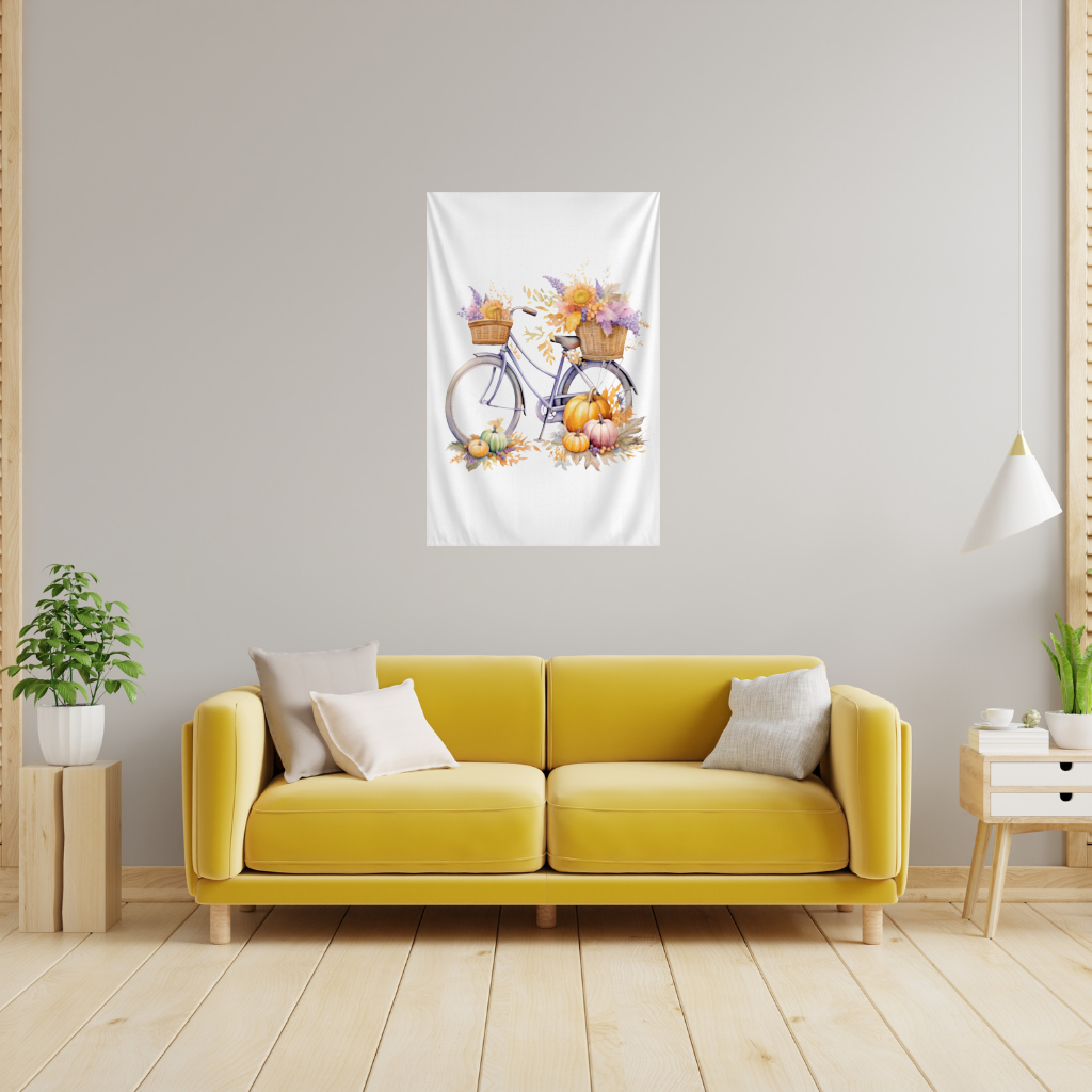 Lavender Autumn Bicycle with Pumpkins 