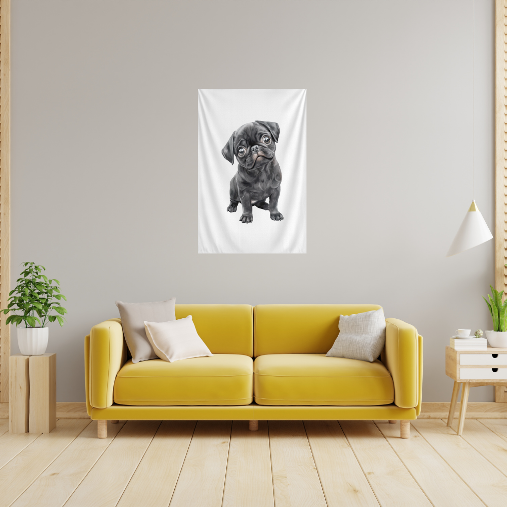 Innocent Black Pug Puppy 