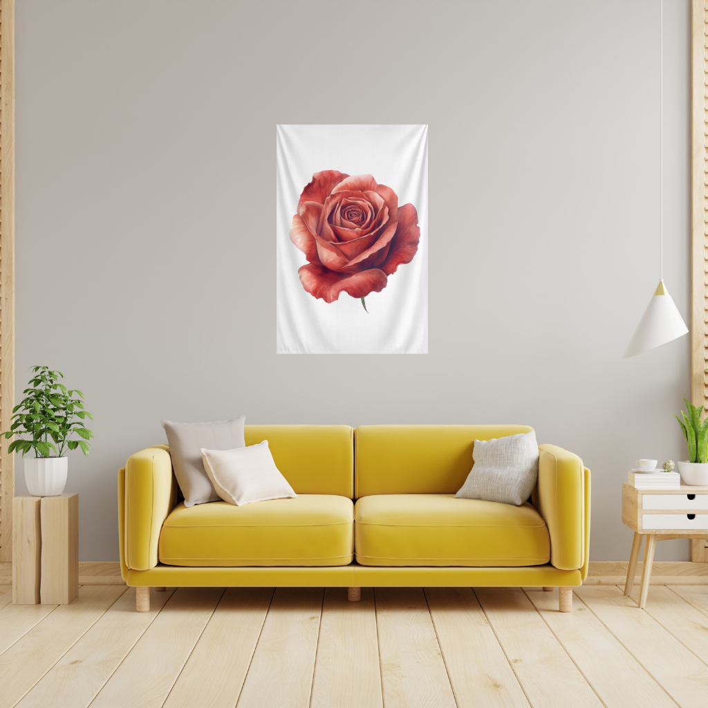 Crimson Red Rose Wall Tapestry