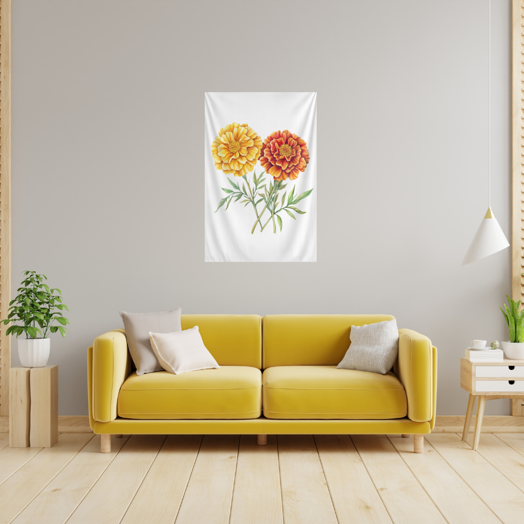 Botanical Yellow Orange Marigold 