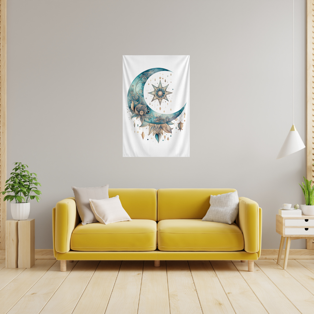 Boho Celestial Sun and Moon Wall Tapestry