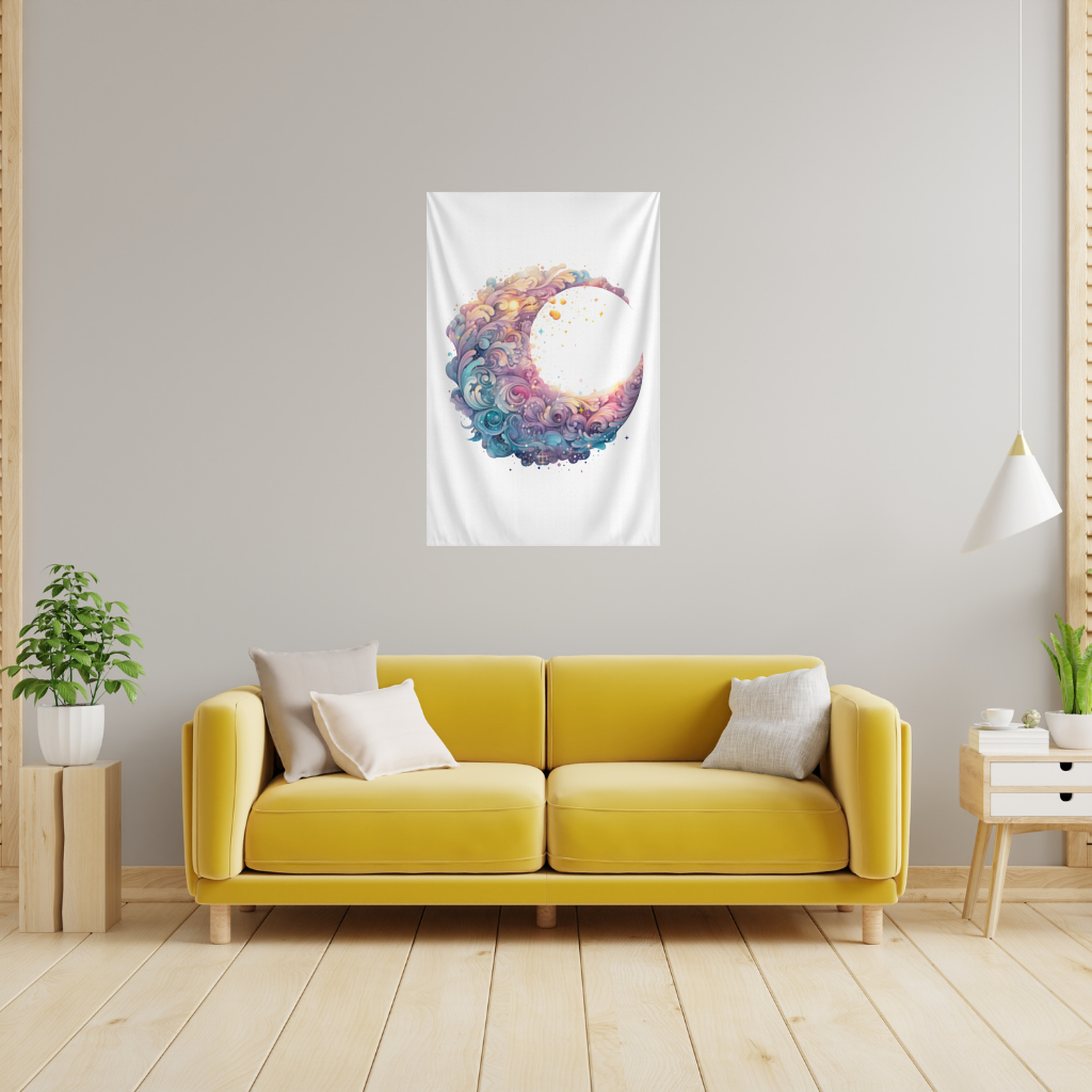 Colorful Swirled Celestial Moon Wall Tapestry
