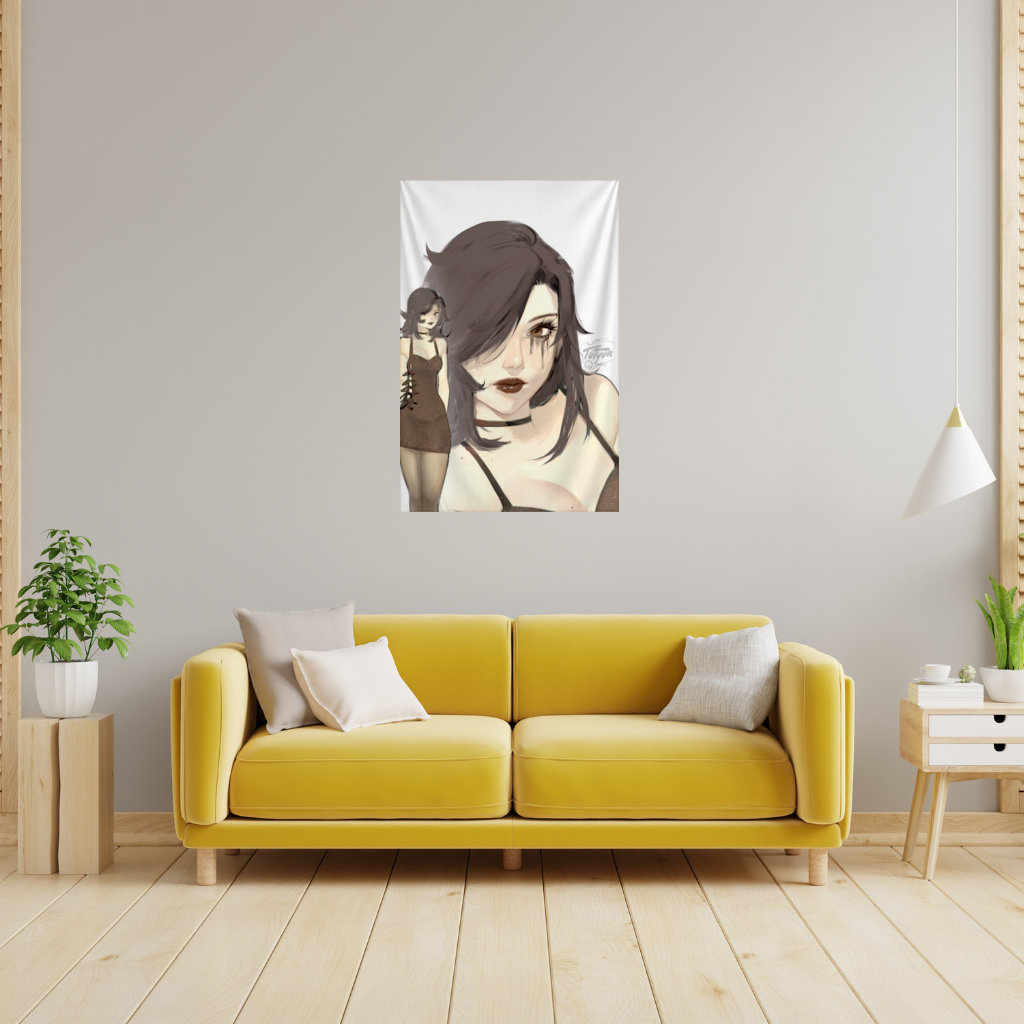 Goth Anime Girl Wall Tapestry