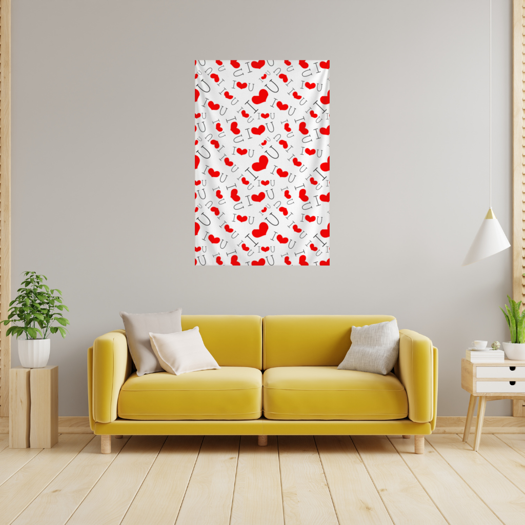 Valentines Day I Love You Heart Pattern Romantic Design Wall Tapestry