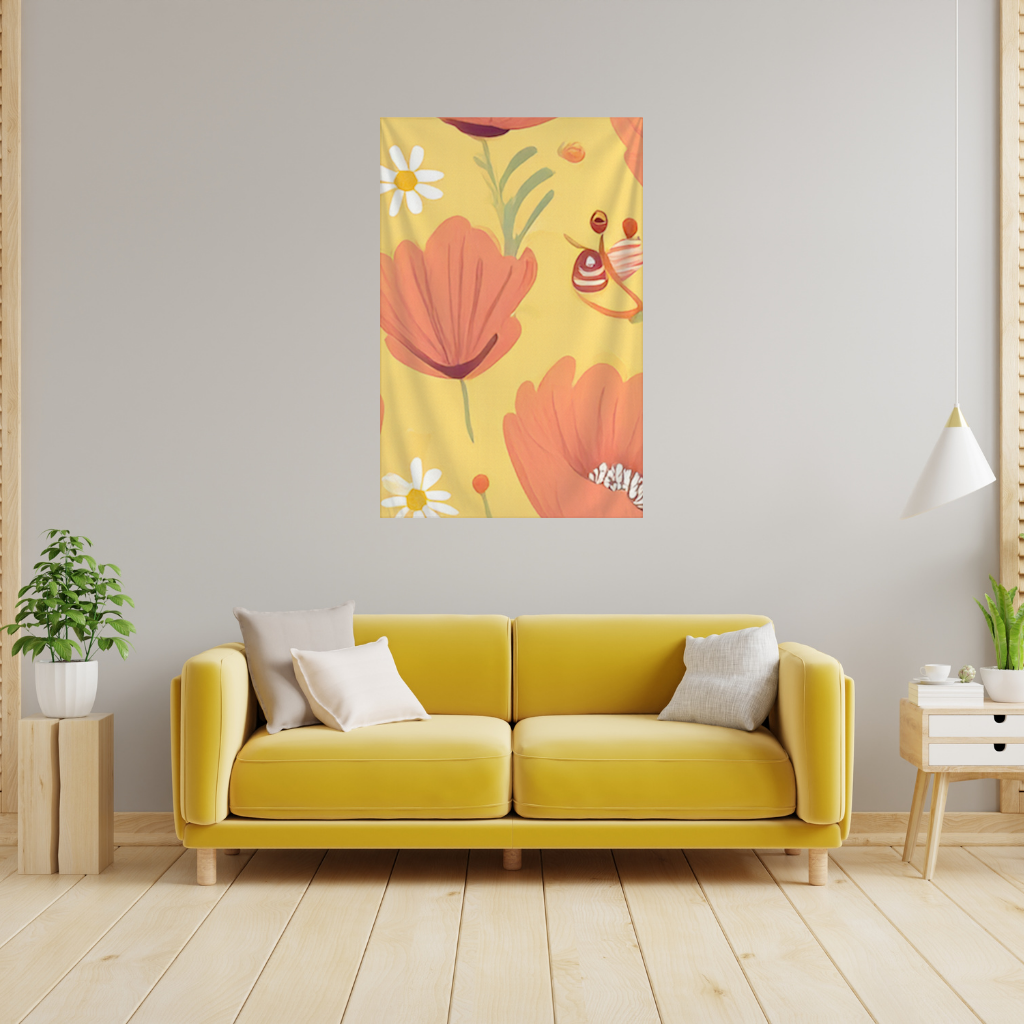 Floral  Insect Pattern  Colorful Design Wall Tapestry