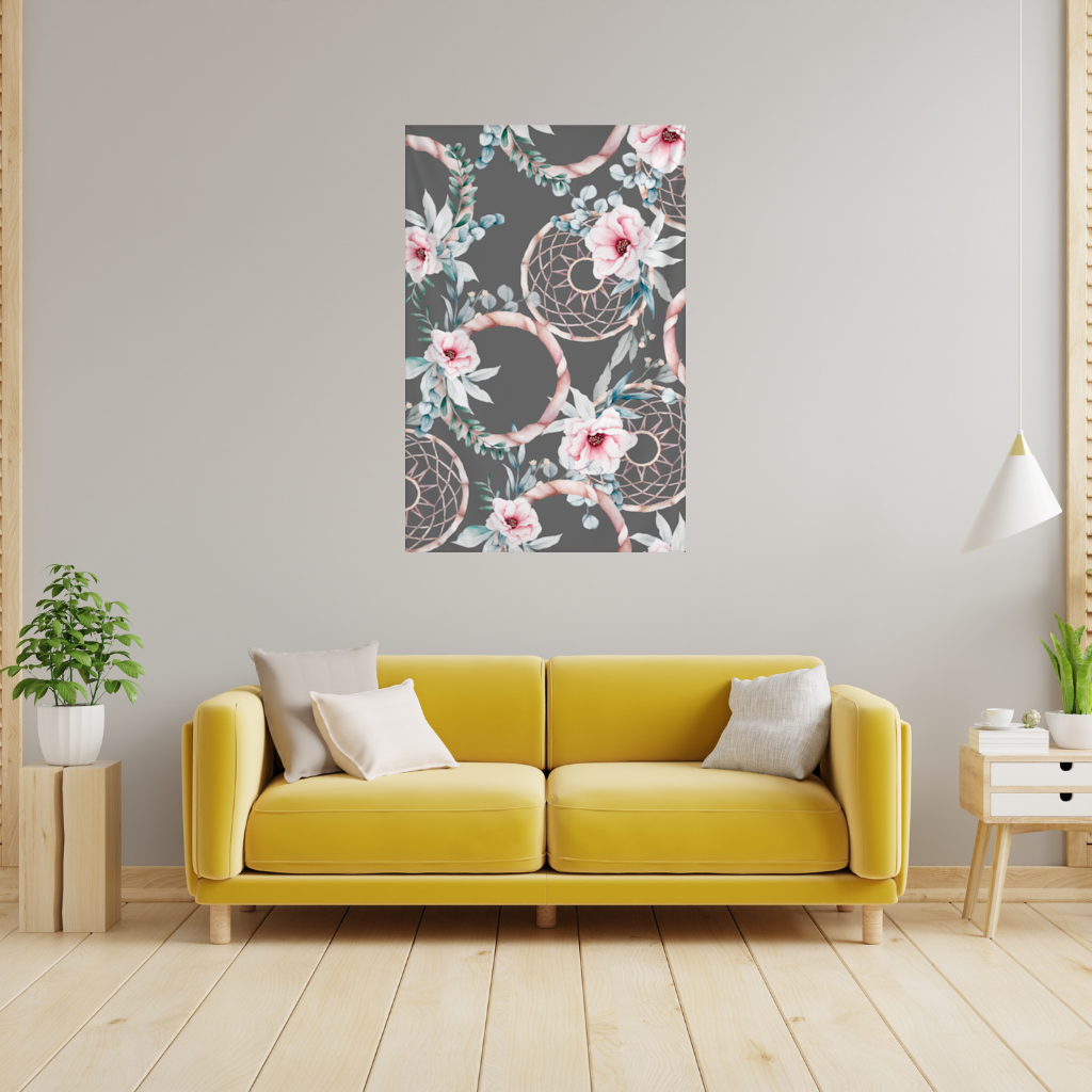 Boho Floral Dreamcatcher Pattern Wall Tapestry