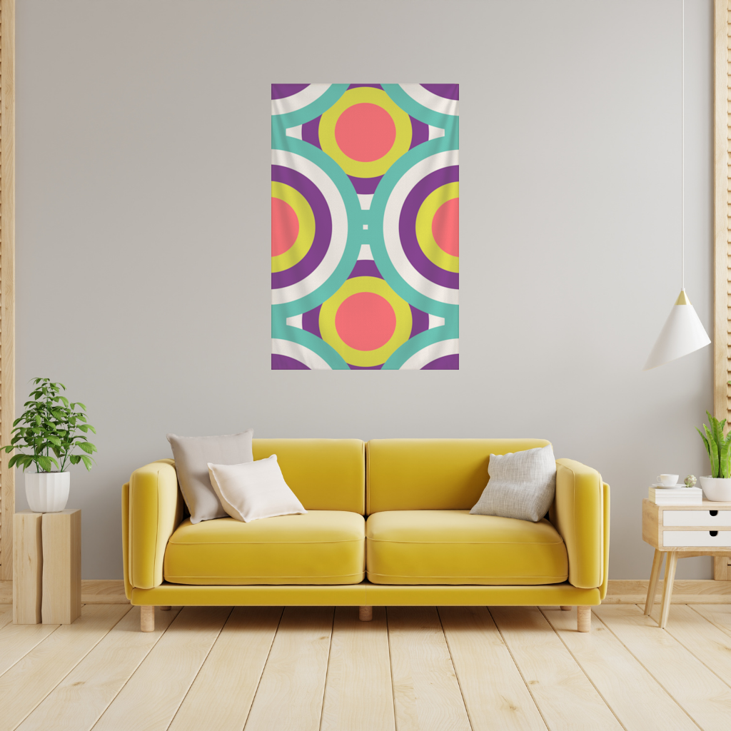 Colorful Geometric Circle Pattern Wall Tapestry