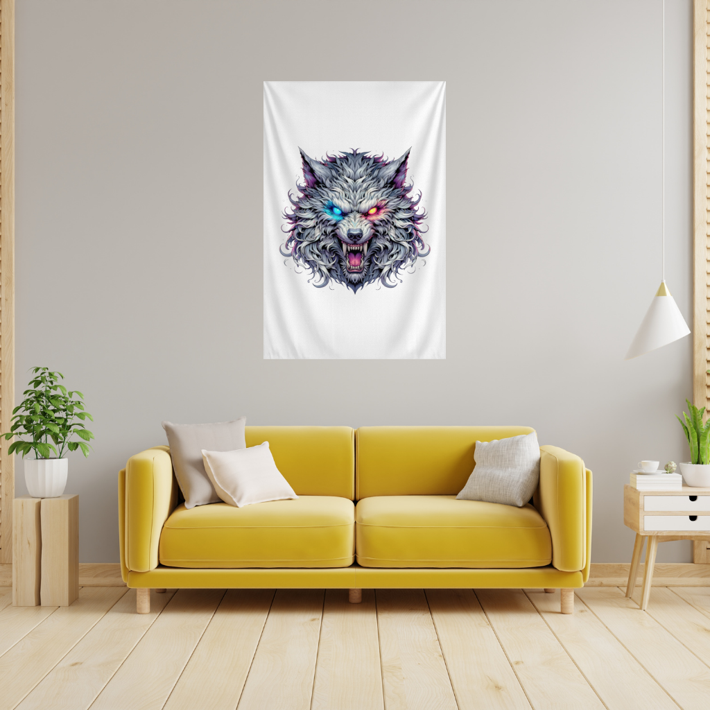 Fierce Wolf Head Illustration Heterochromia Eyes, Savage Wolf 