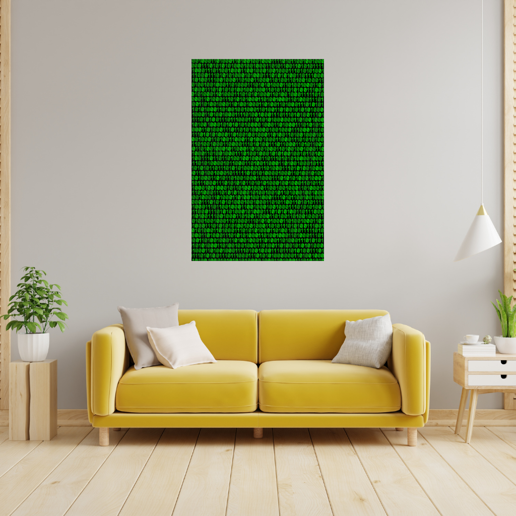 Matrix Stili Dijital İkili Kod Arka Planı Duvar Örtüsü