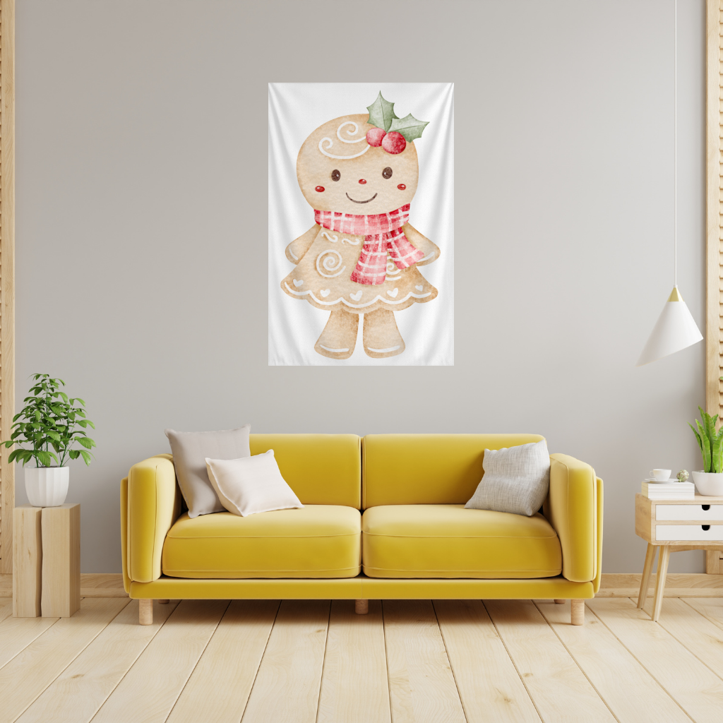 Cute Gingerbread Cookie Character Wall Tapestry