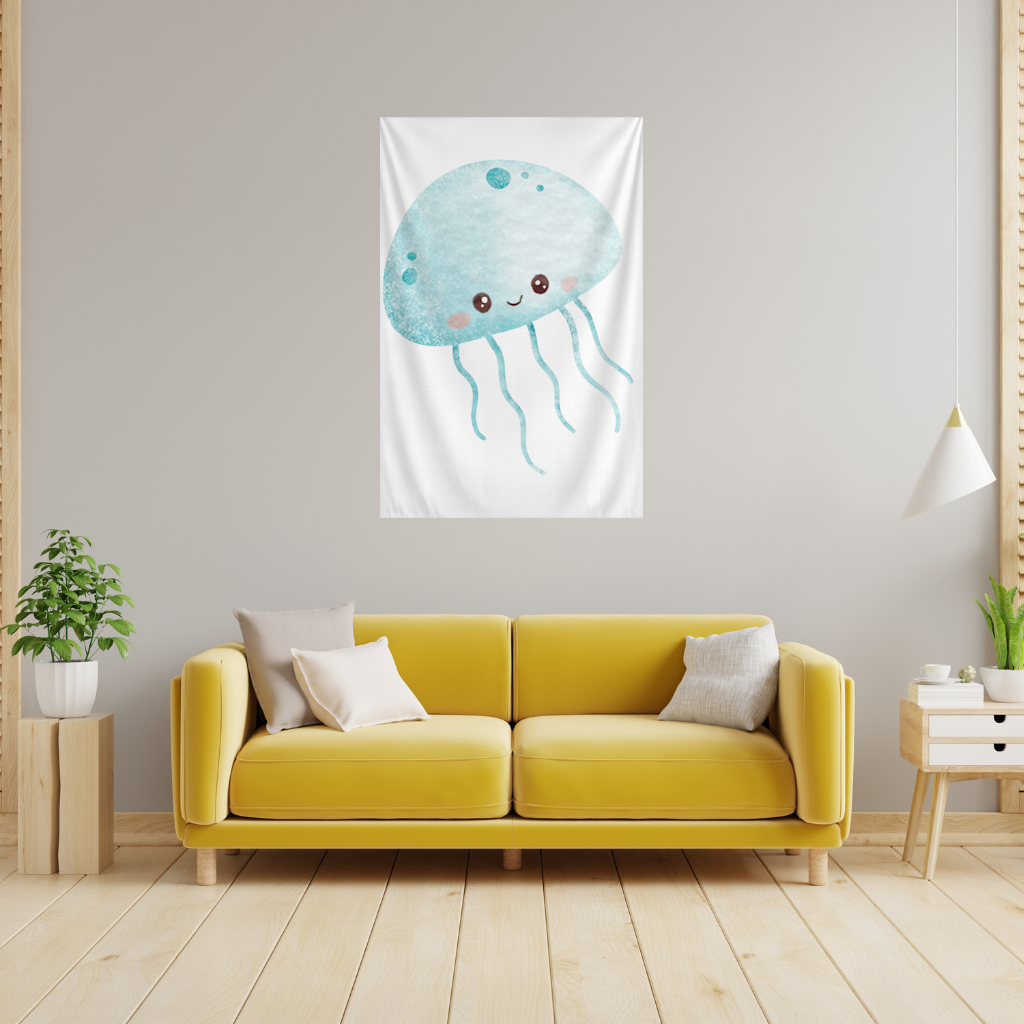Cute Blue Jellyfish Character 