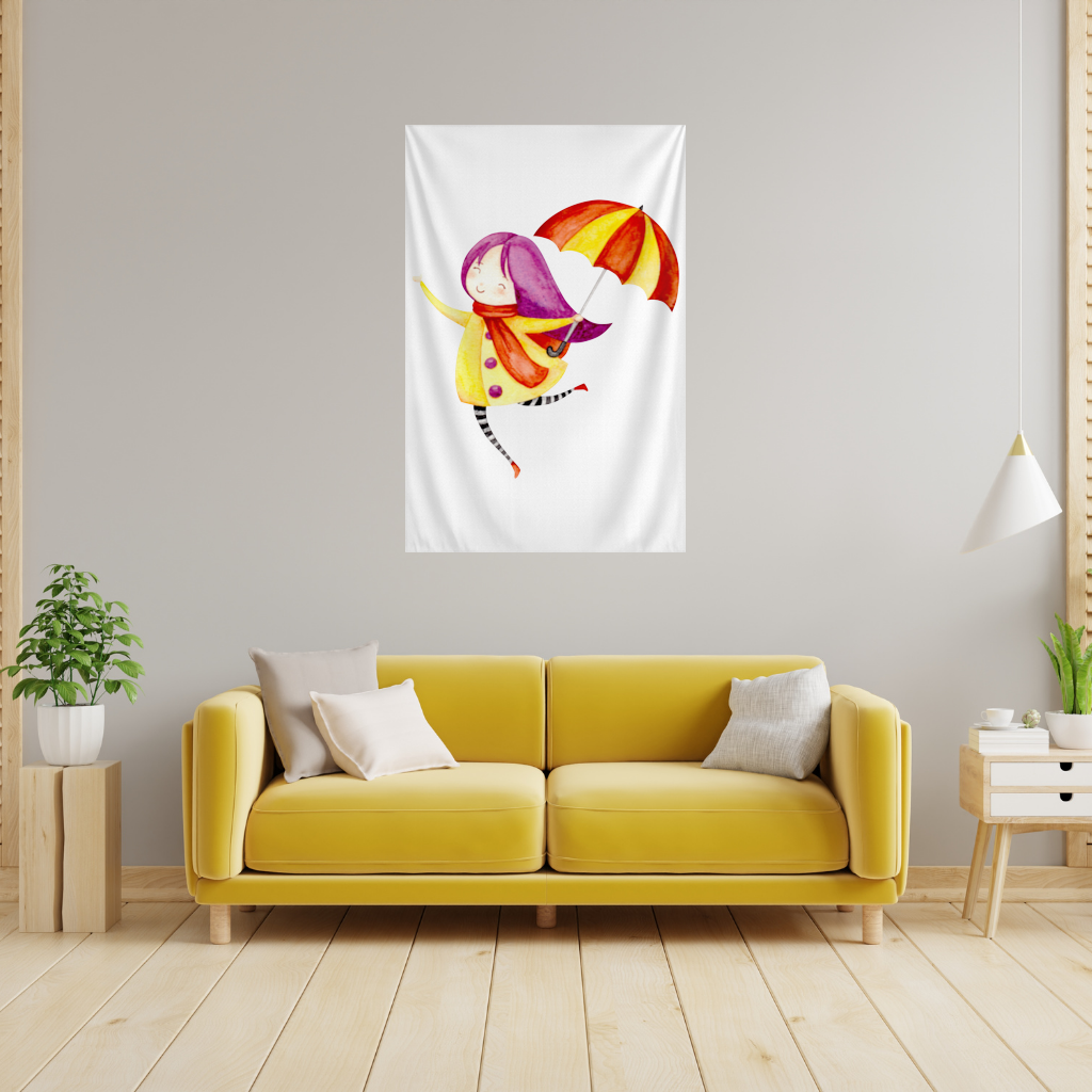 Cheerful Girl with Umbrella 