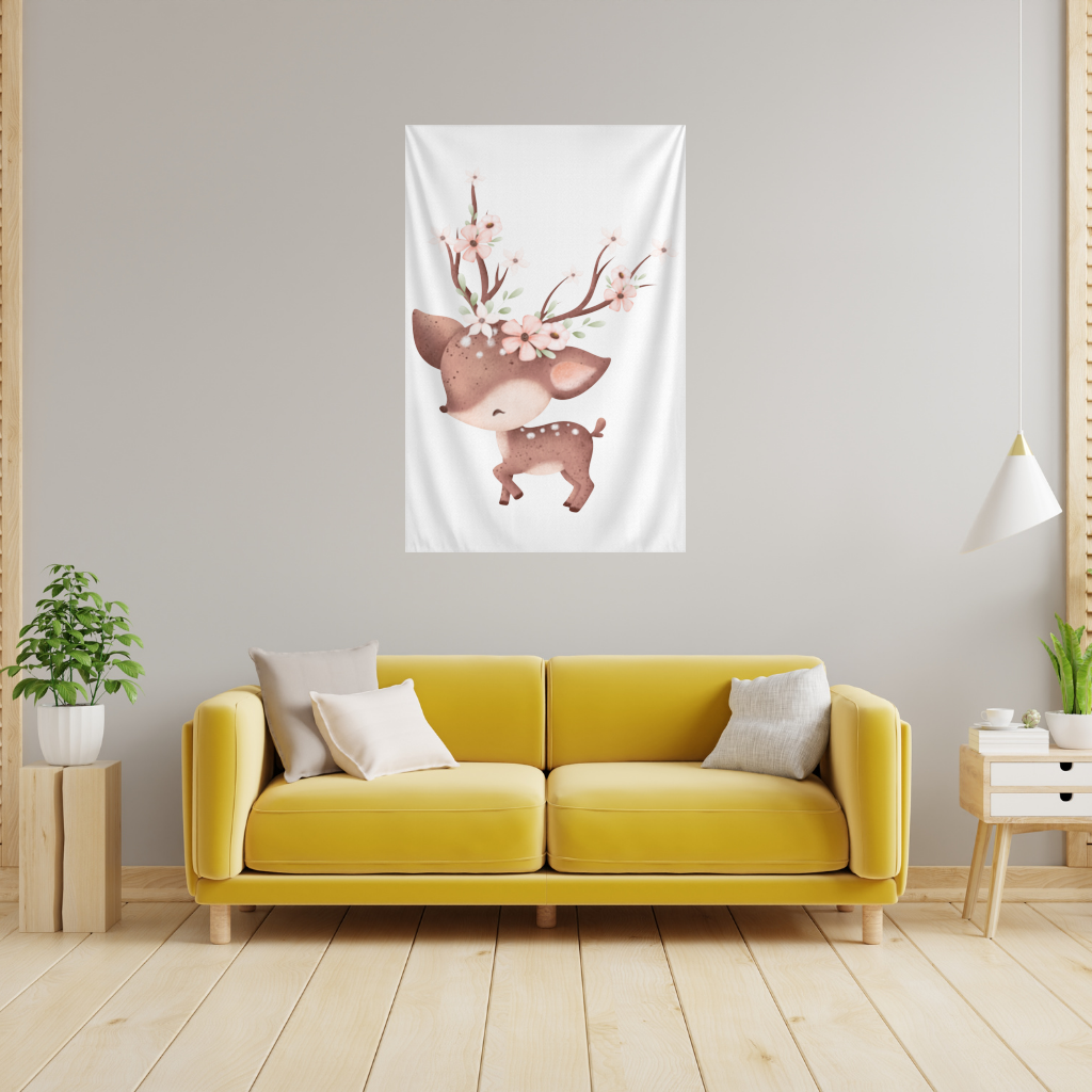 Cute Baby Deer with Floral Antlers 