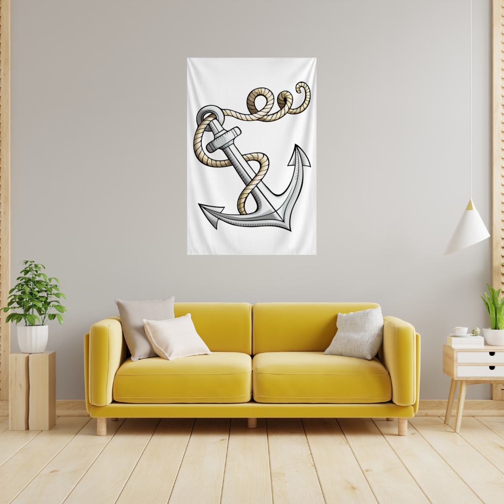 Sailor Anchor with Rope Tattoo Art Wall Tapestry