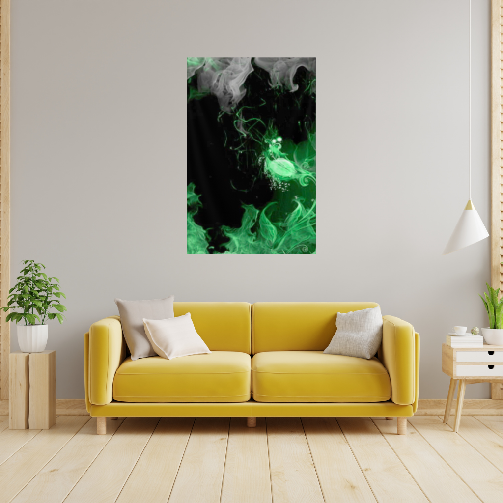 Yeşil siyah duman deseni. Duvar Örtüsü