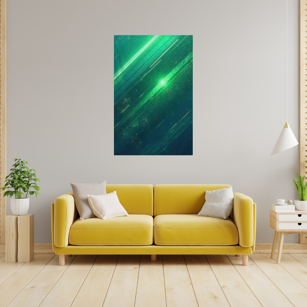 Green bright strips on black background. Wall Tapestry