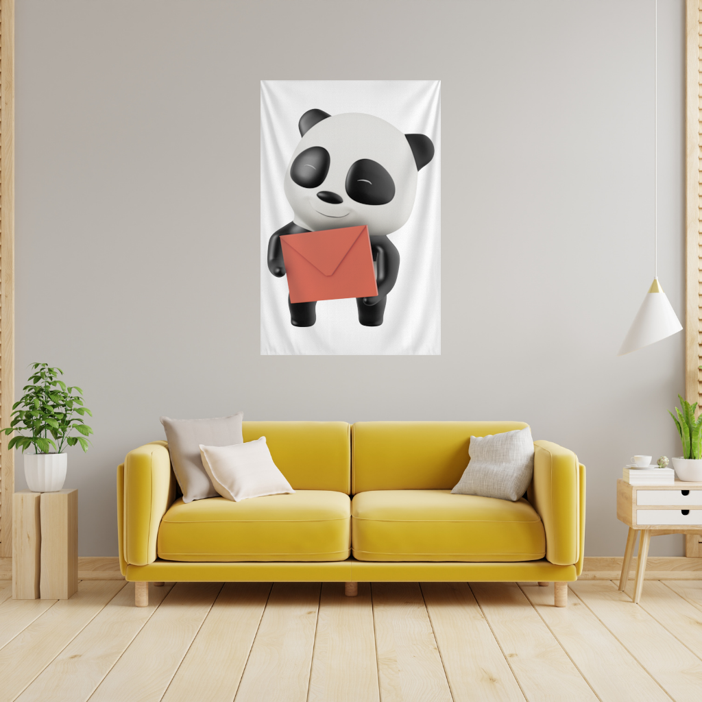 Happy Panda Character Holding Red Envelope Wall Tapestry
