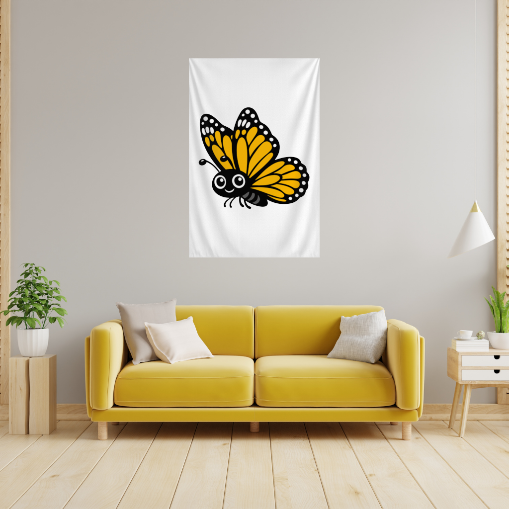 Smiling Orange Monarch Butterfly Character 