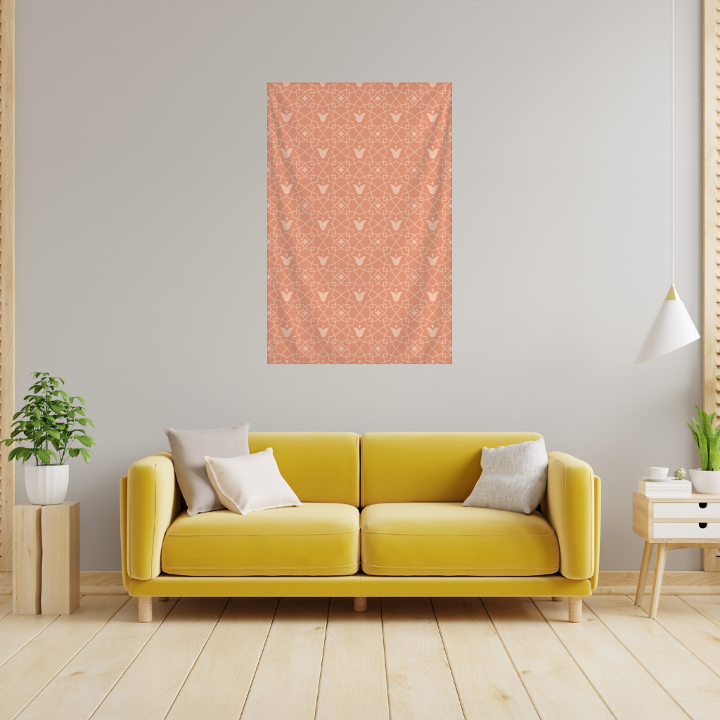 Modern Geometric Linear Terracotta Pattern Wall Tapestry