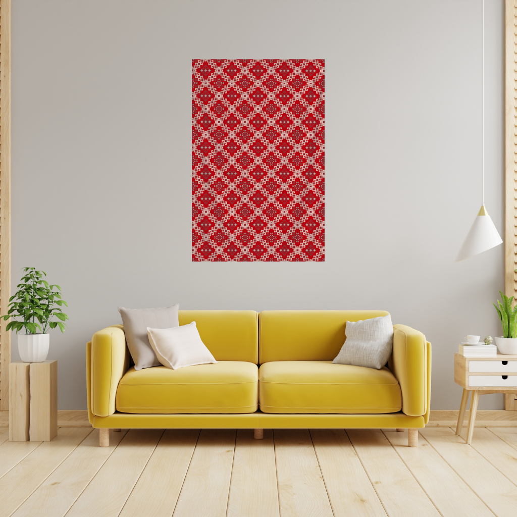 Red Ethnic Embroidery Pattern Wall Tapestry