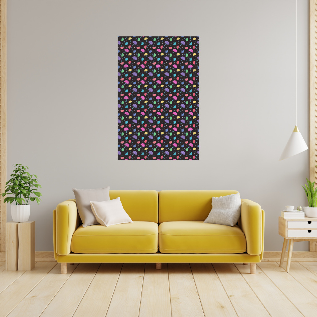 Colorful Heart Umbrellas Pattern Wall Tapestry