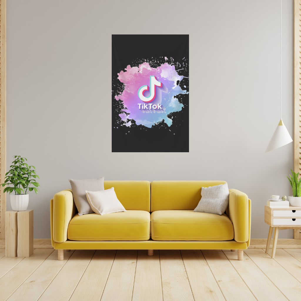 TikTok Logo with Watercolor Effect Wall Tapestry