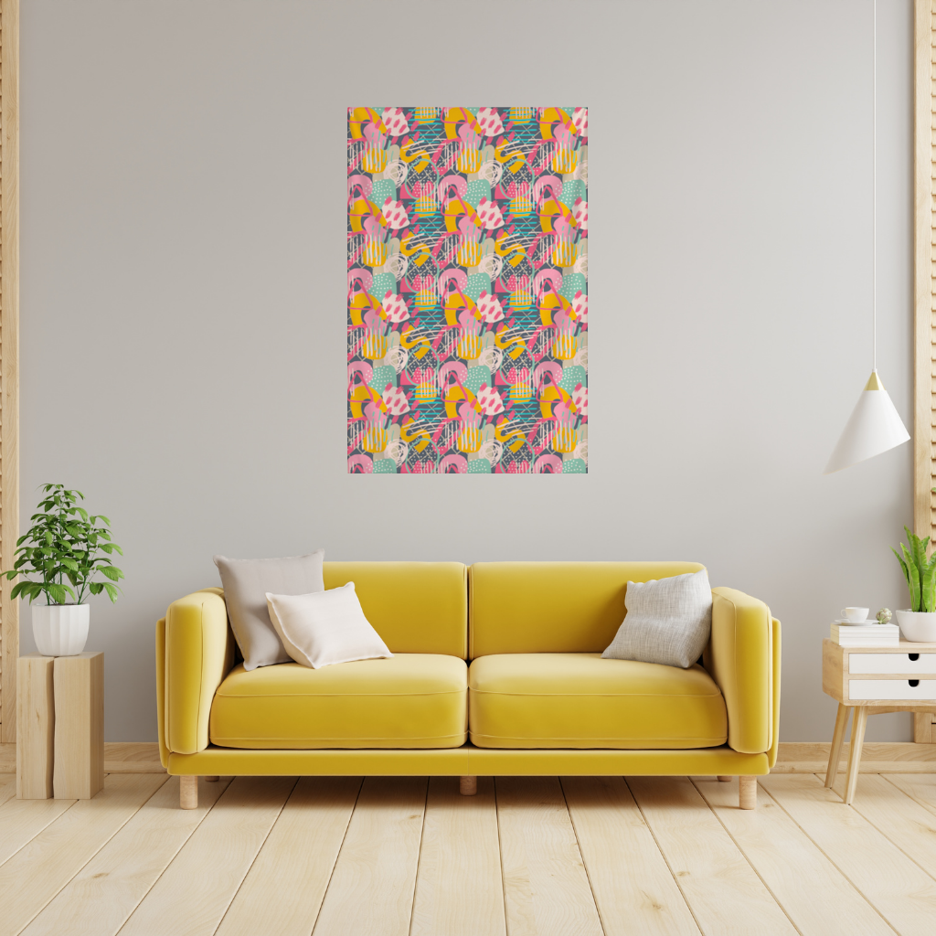 Abstract Geometric Doodle Wall Tapestry