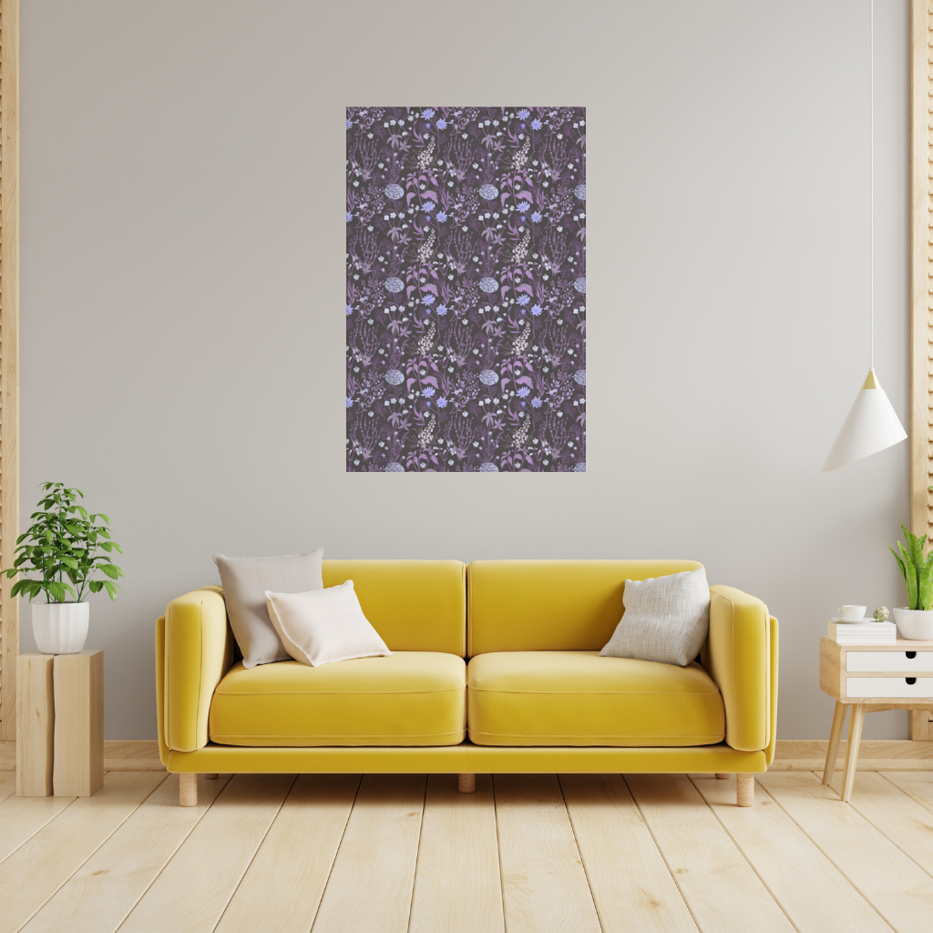 Purple Gothic Botanical Wall Tapestry