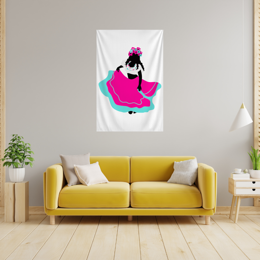 Mexican Folklorico Dancer Silhouette Wall Tapestry