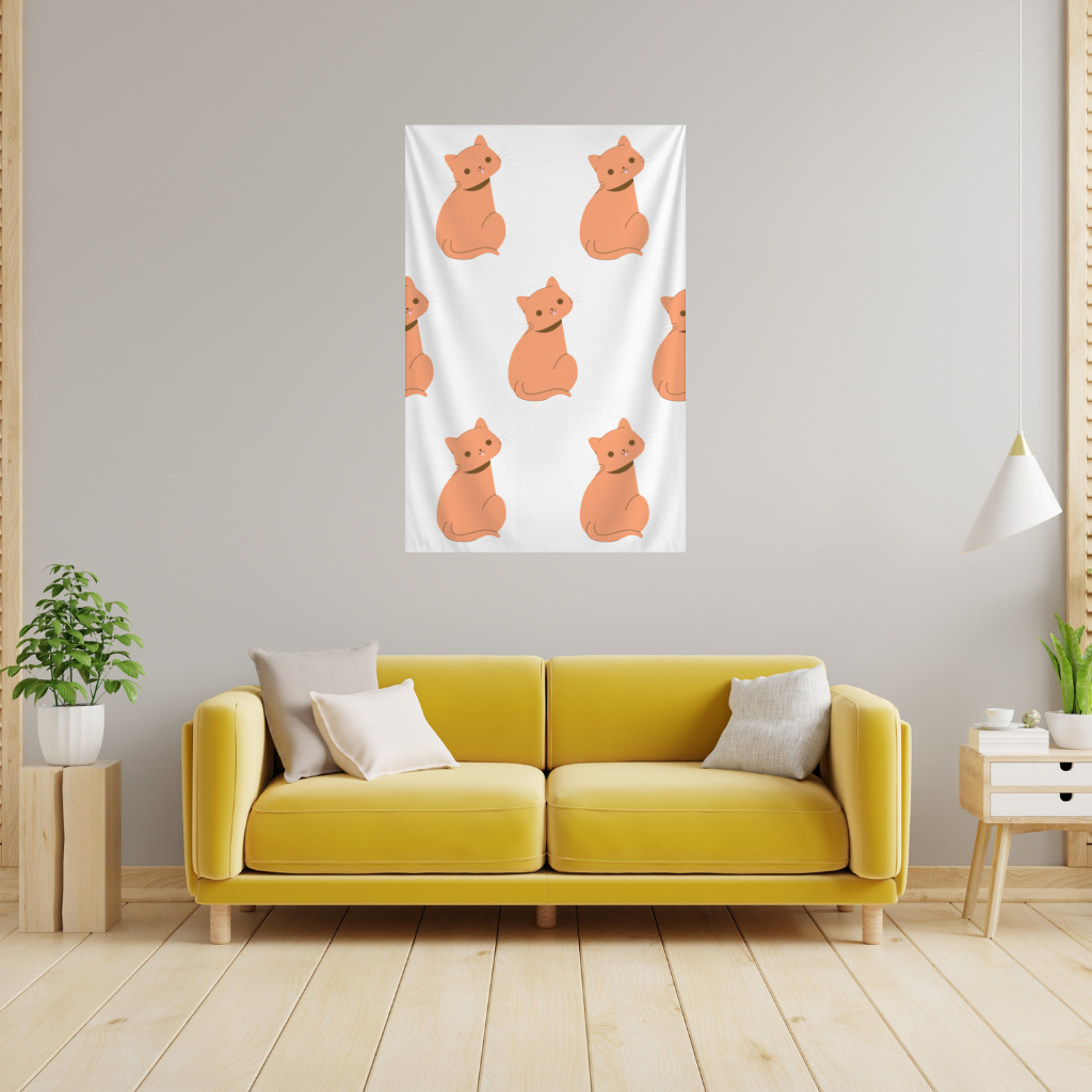 Kawaii Orange Cat Blep Wall Tapestry